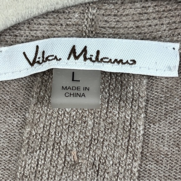Vila Milano waterfall collar open front long sleeve cardigan beige size L - Picture 6 of 6